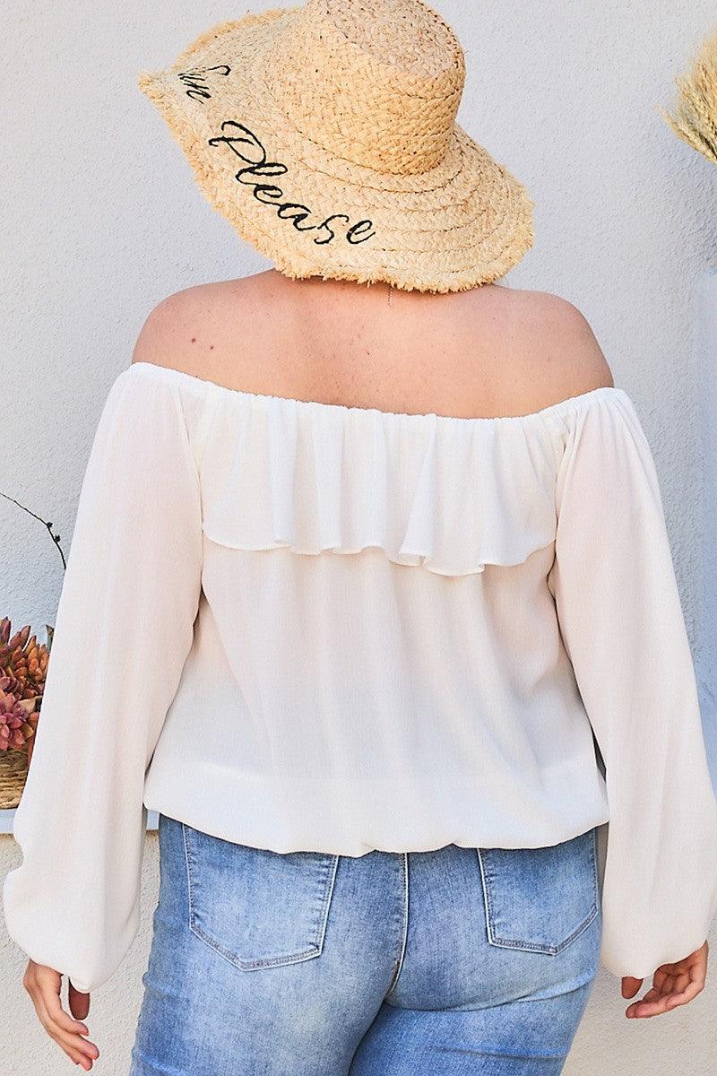 Off Shoulder Ruffle Bubble Sleeve Top | Mixtshop LLC