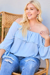 Off Shoulder Ruffle Bubble Sleeve Top | Mixtshop LLC
