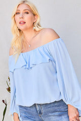Off Shoulder Ruffle Bubble Sleeve Top | Mixtshop LLC