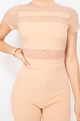 Stripe Mesh Mock Neck Biker Romper | Mixtshop LLC