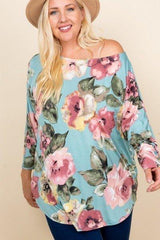 Plus Size Floral Printed Venezia One Shoulder Fashion Top | Mixtshop LLC
