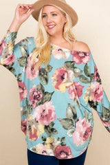 Plus Size Floral Printed Venezia One Shoulder Fashion Top | Mixtshop LLC