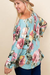 Plus Size Floral Printed Venezia One Shoulder Fashion Top | Mixtshop LLC