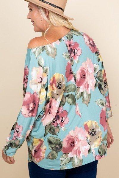 Plus Size Floral Printed Venezia One Shoulder Fashion Top | Mixtshop LLC