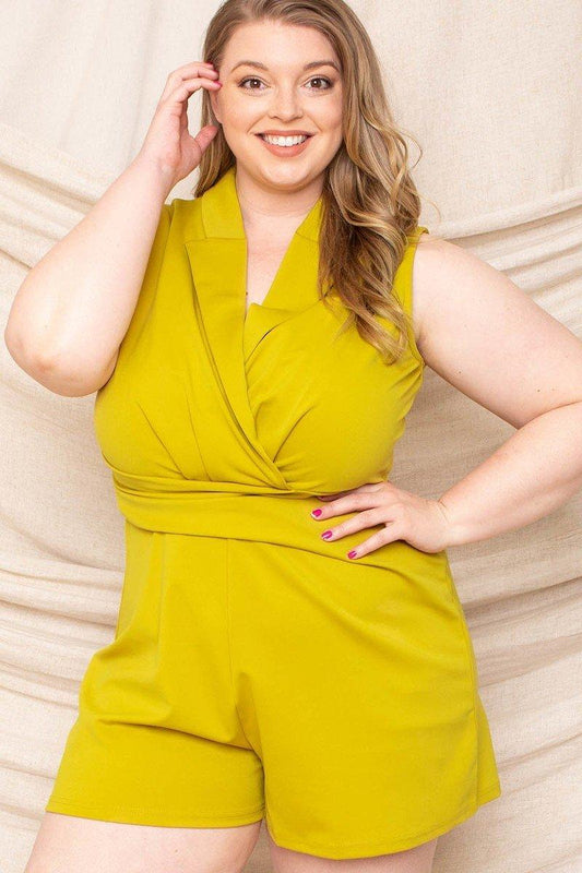 Collared Neck Plus Size Romper | Mixtshop LLC