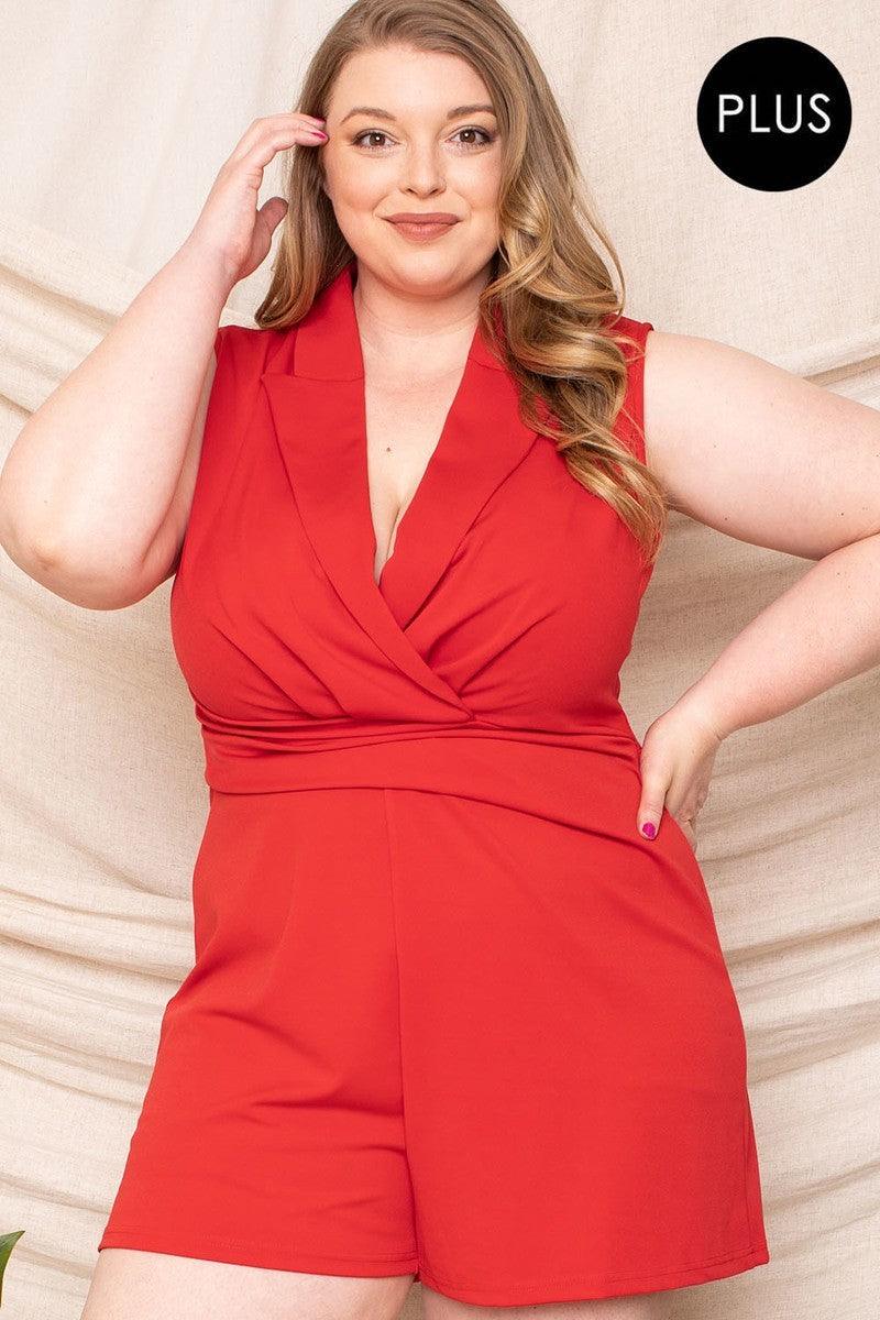 Collared Neck Plus Size Romper | Mixtshop LLC