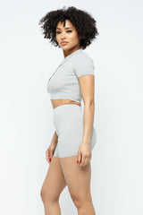 Collar Crop Top + Shorts Set | Mixtshop LLC