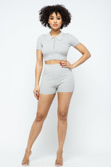 Collar Crop Top + Shorts Set | Mixtshop LLC