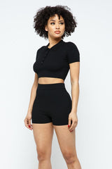 Collar Crop Top + Shorts Set | Mixtshop LLC