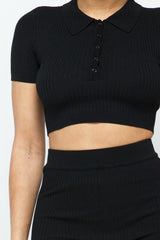 Collar Crop Top + Shorts Set | Mixtshop LLC