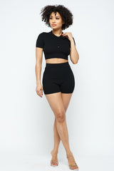 Collar Crop Top + Shorts Set | Mixtshop LLC