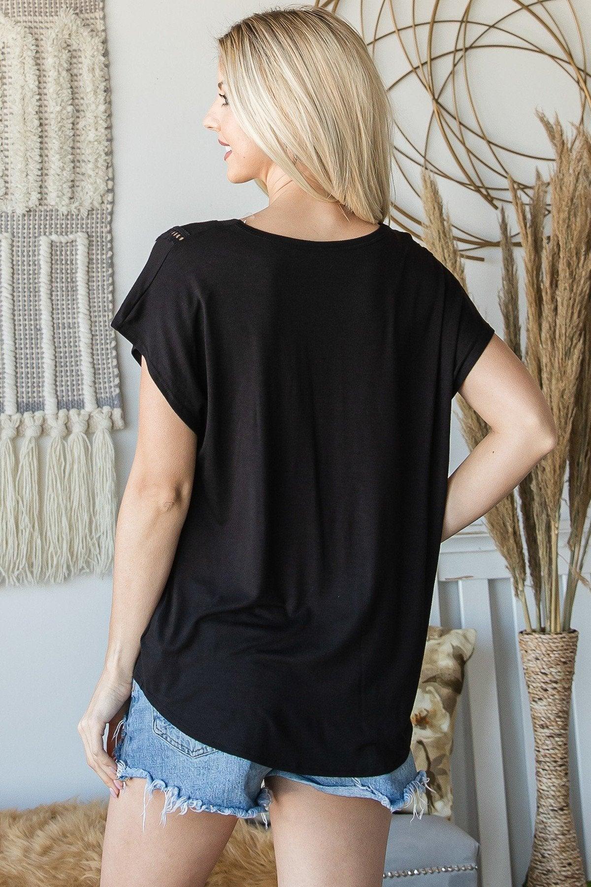 Short Sleeve V Neck Top | Mixtshop LLC
