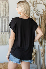 Short Sleeve V Neck Top | Mixtshop LLC