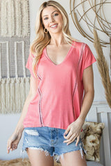 Short Sleeve V Neck Top | Mixtshop LLC