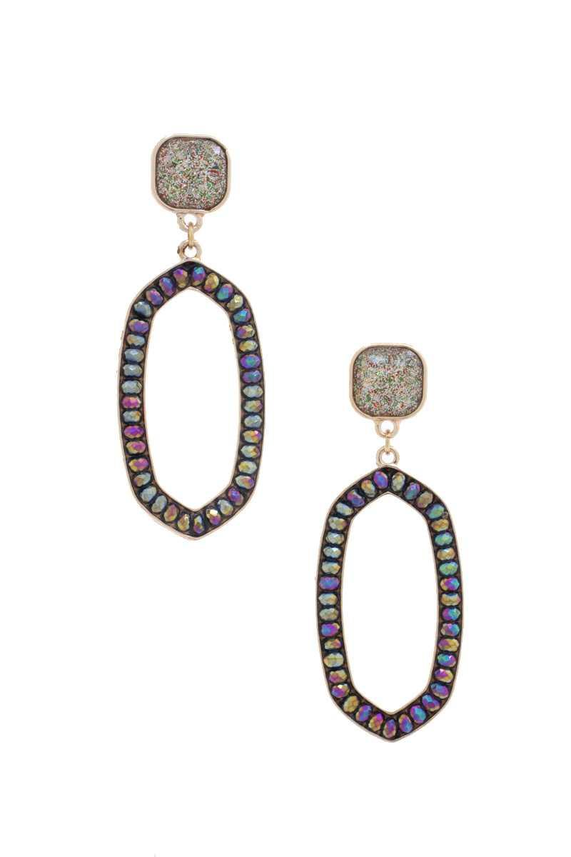 Beaded Oval Post Drop Earring | Mixtshop LLC