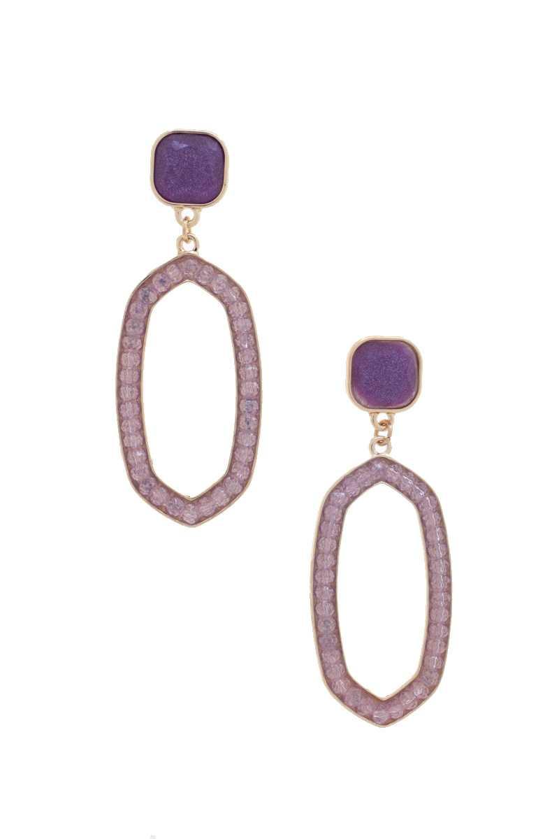 Beaded Oval Post Drop Earring | Mixtshop LLC