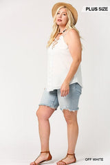 Plunging V-neckline Lattice Top With Scalloped Lace | Mixtshop LLC