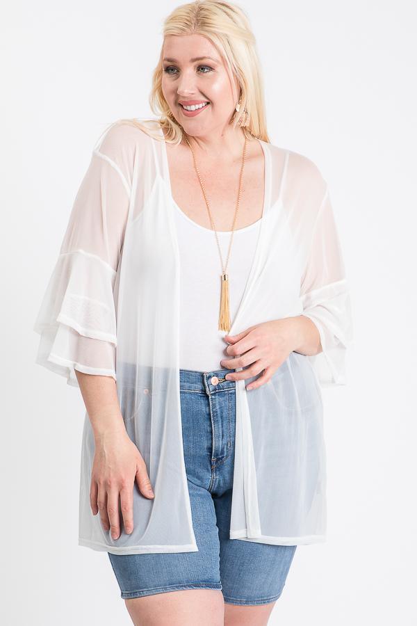 Ruffle Sleeve Open Cardigan | Mixtshop LLC