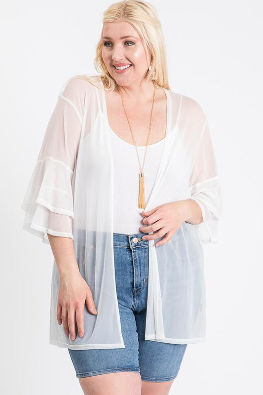 Ruffle Sleeve Open Cardigan | Mixtshop LLC