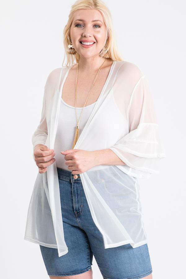 Ruffle Sleeve Open Cardigan | Mixtshop LLC
