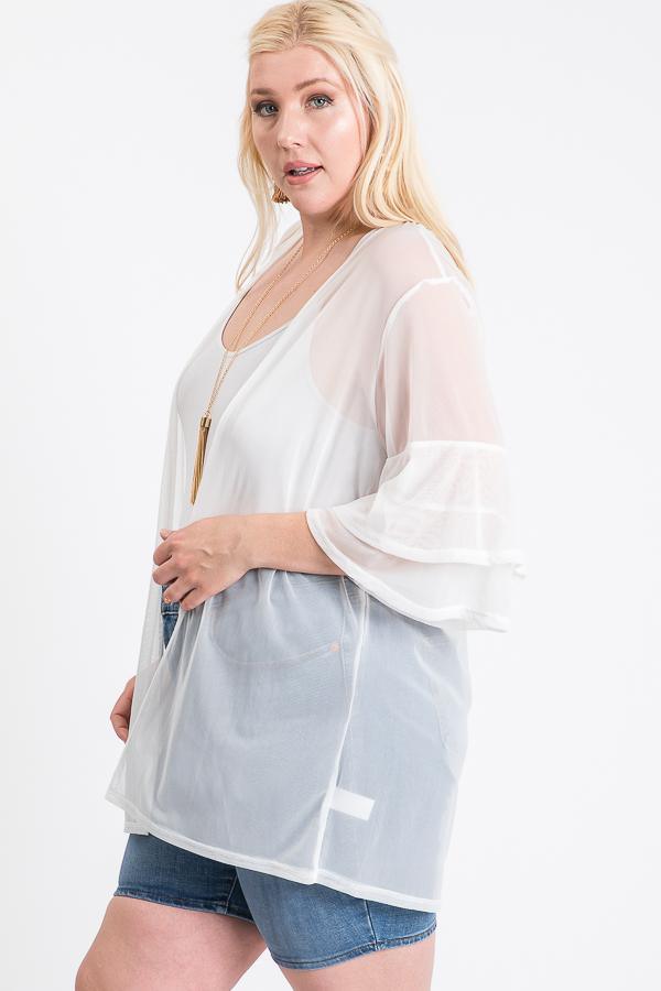 Ruffle Sleeve Open Cardigan | Mixtshop LLC