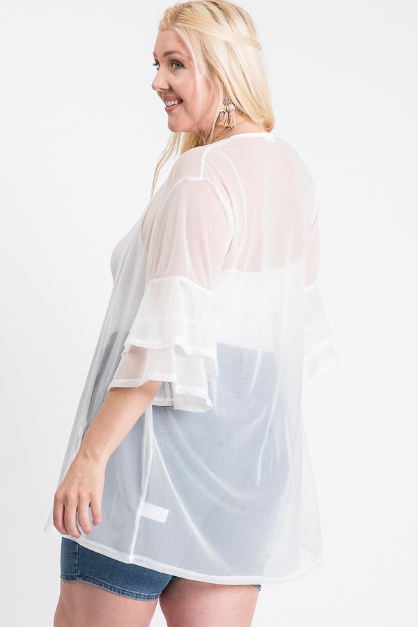 Ruffle Sleeve Open Cardigan | Mixtshop LLC