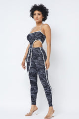 Mesh Print Crop Top With Plastic Chain Halter Neck With Matching Leggings | Mixtshop LLC