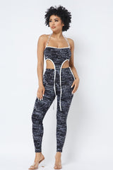 Mesh Print Crop Top With Plastic Chain Halter Neck With Matching Leggings | Mixtshop LLC