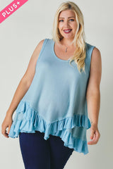 Plus Scoope Neck Sleeveless Ruffle Tunic | Mixtshop LLC