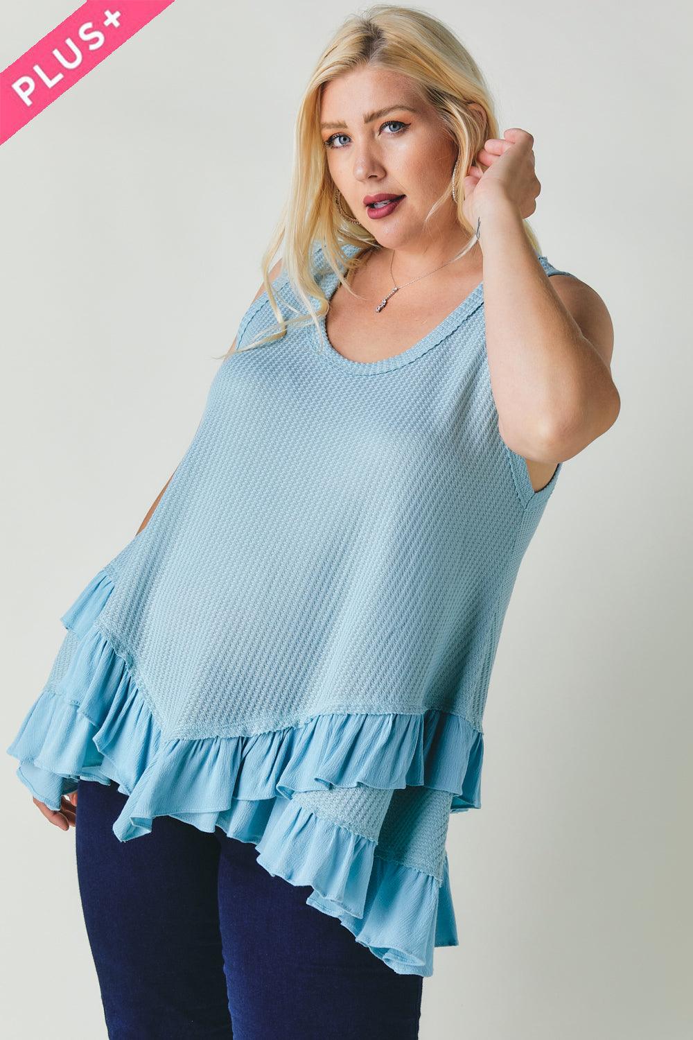 Plus Scoope Neck Sleeveless Ruffle Tunic | Mixtshop LLC