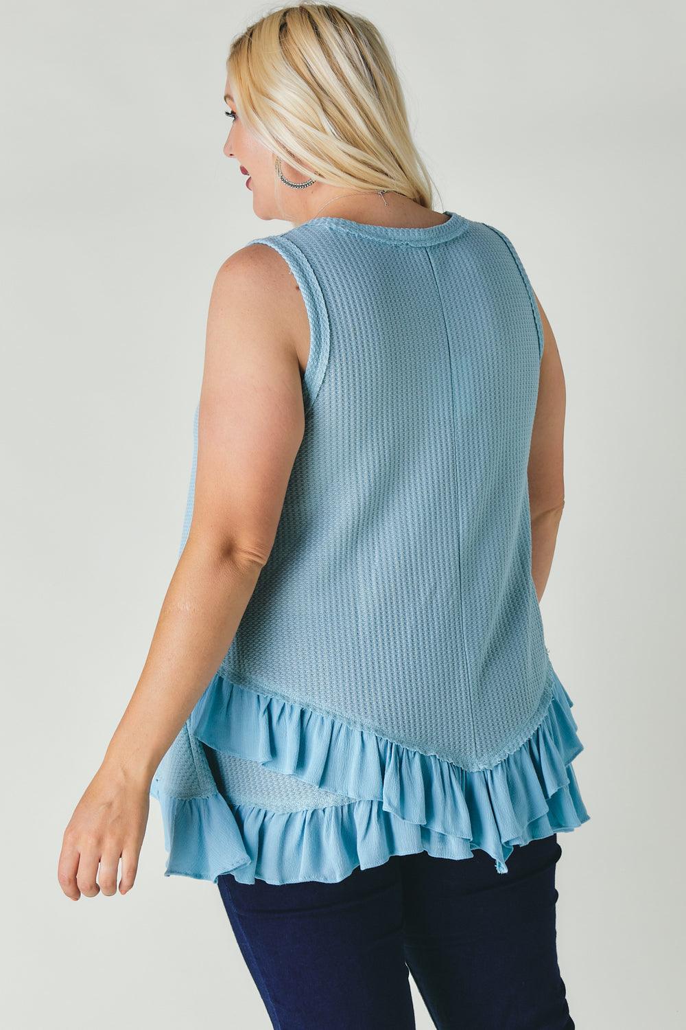 Plus Scoope Neck Sleeveless Ruffle Tunic | Mixtshop LLC
