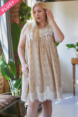 Plus Printed Round Neck Sleeveless Mini Dress | Mixtshop LLC