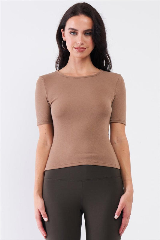 Light Ribbed Crew Neck Short Sleeve Basic Tee | Mixtshop LLC