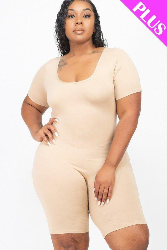 Plus Size Short Sleeve Bodycon Romper | Mixtshop LLC
