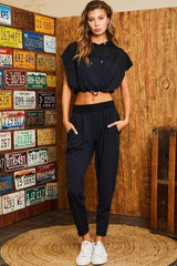 Hoodie Waist Adjustable Contrast Mesh Crop Top | Mixtshop LLC