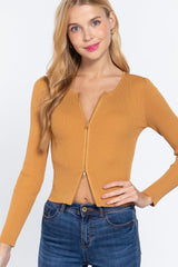 Rib Sweater Top W/front Zipper | Mixtshop LLC