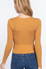 Rib Sweater Top W/front Zipper | Mixtshop LLC