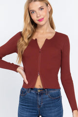 Rib Sweater Top W/front Zipper | Mixtshop LLC