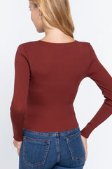 Rib Sweater Top W/front Zipper | Mixtshop LLC