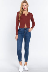 Rib Sweater Top W/front Zipper | Mixtshop LLC