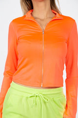 Mock Neck Zip Front Crop Top | Mixtshop LLC