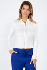 Mock Neck Zip Front Crop Top | Mixtshop LLC