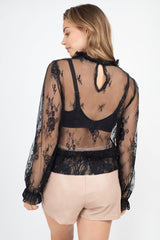 Sheer Mesh Floral Peplum Top | Mixtshop LLC