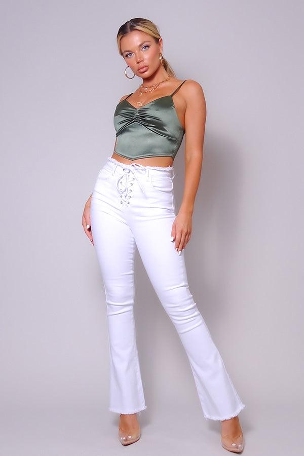 Sexy Spaghetti Strap Ruched Front Scarf Front Top | Mixtshop LLC