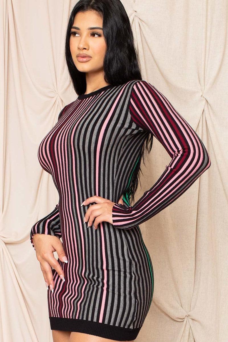 Multi-color Striped Ribbed Dress | Mixtshop LLC