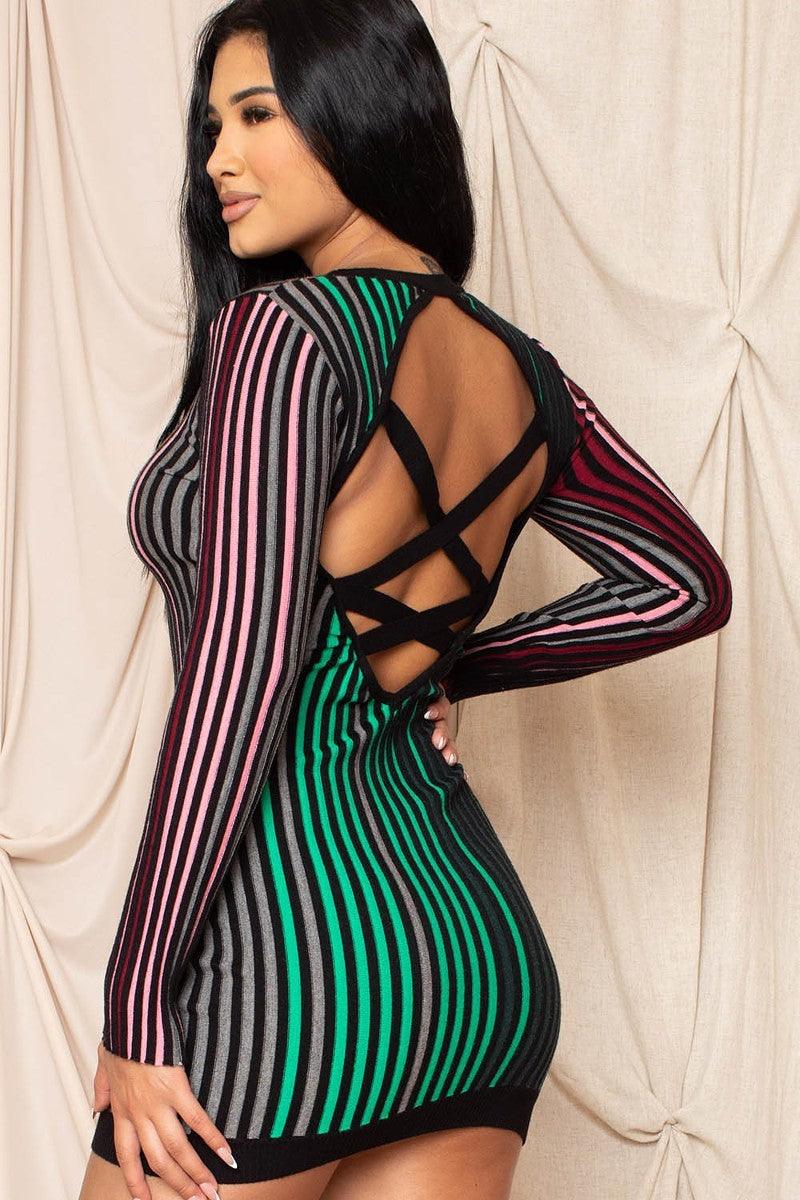 Multi-color Striped Ribbed Dress | Mixtshop LLC