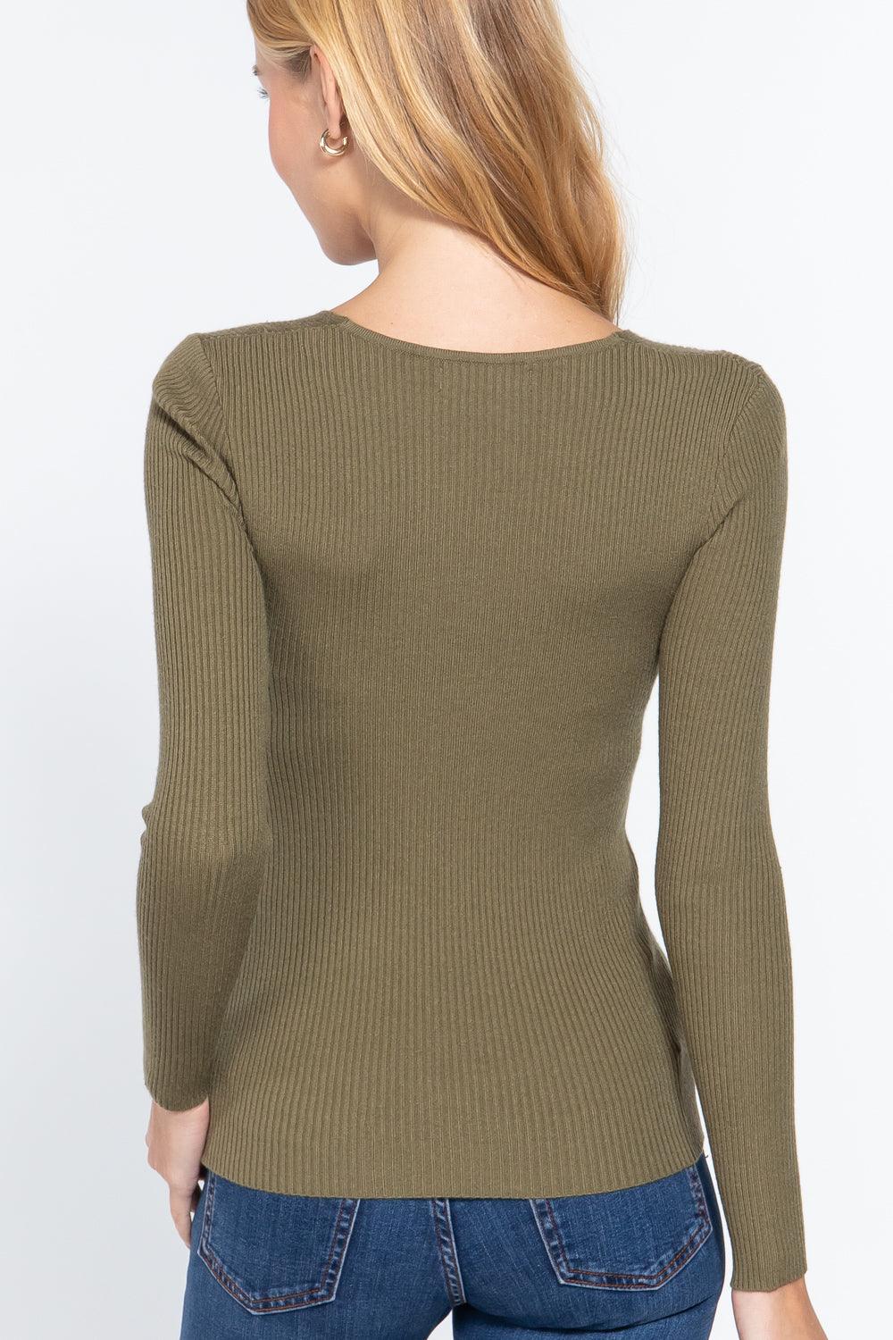 V-neck Viscose Rib Sweater | Mixtshop LLC