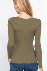 V-neck Viscose Rib Sweater | Mixtshop LLC