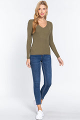 V-neck Viscose Rib Sweater | Mixtshop LLC