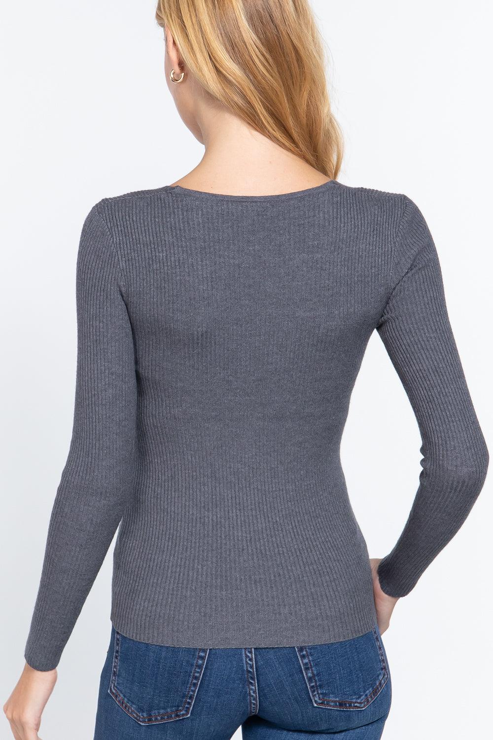 V-neck Viscose Rib Sweater | Mixtshop LLC